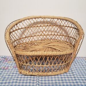Vintage Wicker Doll Loveseat Plant Stand